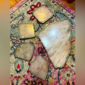 Anthropologie Tahari raw quartz serving tray and coaster set - last call